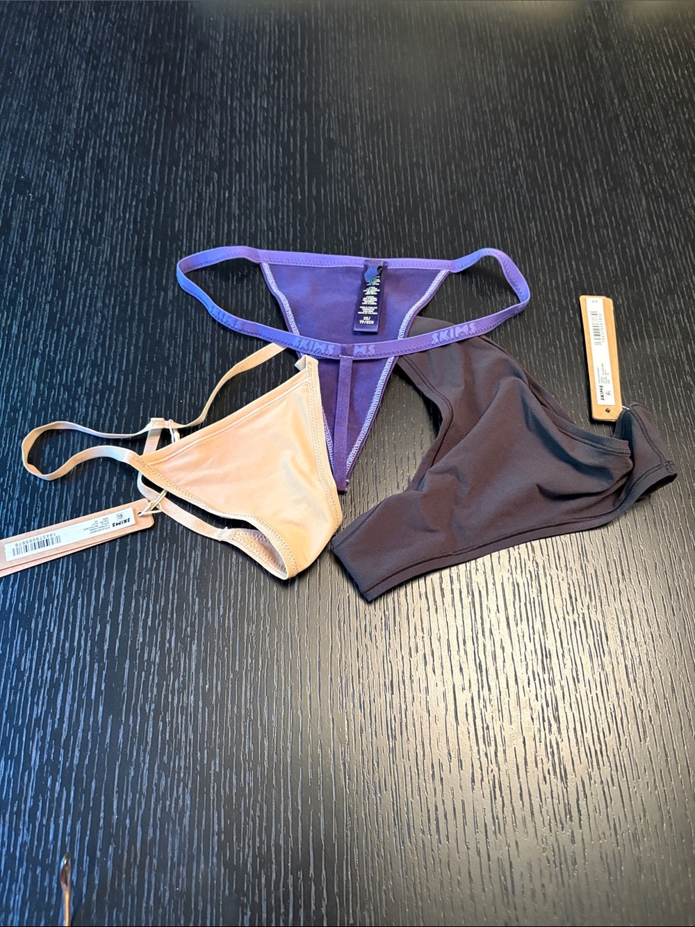 Womenโs Thongs Set - Purple, Beige, Charcoal